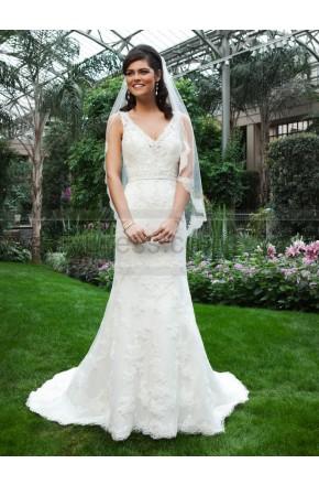 Wedding - V-neck Lace Accent Mermaid Bridal Dress By Sincerity 3735