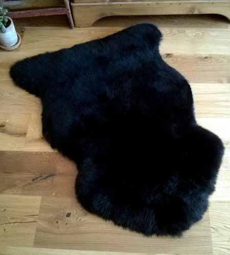 زفاف - LIFE STYLE (TM) Genuine Sheepskin Black Fur One Pelt Rug 2X3