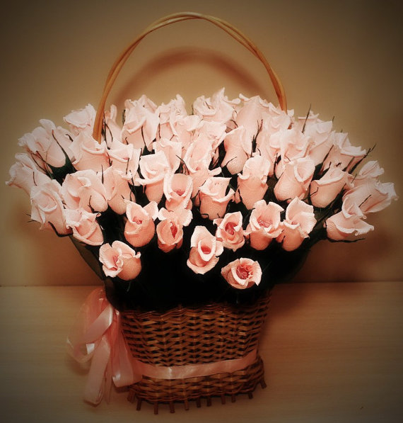 زفاف - Paper roses, holiday present, party decor, photography decor,  bouquet of roses, flower bouquet, 10 big ones