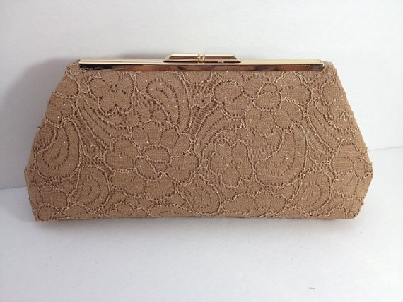Wedding - Gold Sparkle  Lace Clutch Purse with Gold Frame, Lace Clutch Purse, Wedding Purse, Special Occasion Clutch, Mother of the Bride or Groom