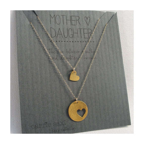 زفاف - Mother Daughter Necklace Set - hearts - mother necklace - mother's day - mother daughter jewelry - mom necklace - jewelry gift - wedding