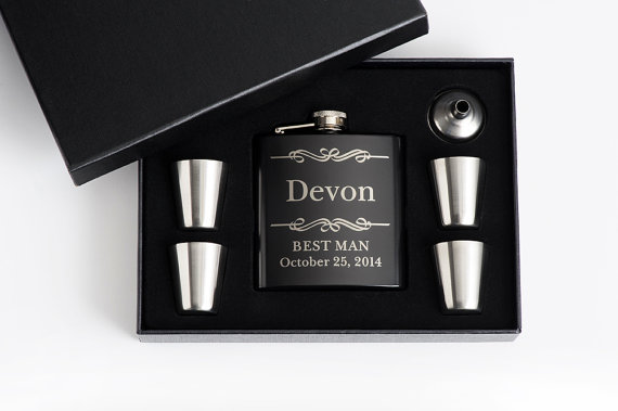 زفاف - Personalized Groomsmen Gift, Engraved Flask Set, Stainless Steel Flask, Personalized Best Man Gift, Flask Sets