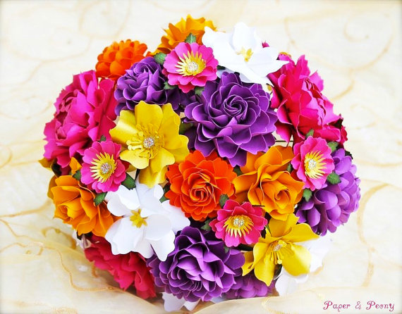 زفاف - Golden Touches  - Paper Bouquet - Customize your Style and Colors - Made To Order
