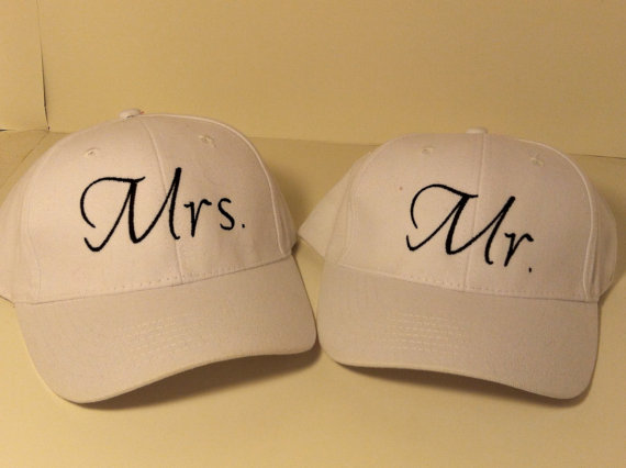 Wedding - Matching Coordinating Mr. and Mrs. Hats Wedding Anniversary Bachelorette Party Engagement Gift