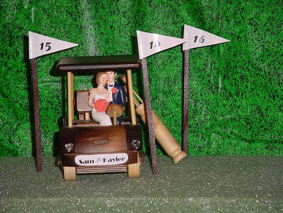 Свадьба - Custom  NO GOLF with Cart Bride and Groom Wedding Cake Topper Sports Lover themed Unique made Funny-G2