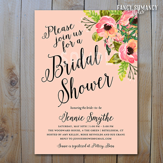 Hochzeit - Bridal Shower Invitation / Pink Floral Script Wedding Shower / PRINTABLE INVITATION / 4532