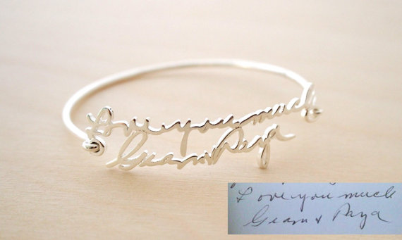 Wedding - SALE Memorial Signature Bangle-Personalized Handwriting Bangle-Handwriting bracelet-Signature bracelet-Bridesmaid Gift-MOTHER GIFT