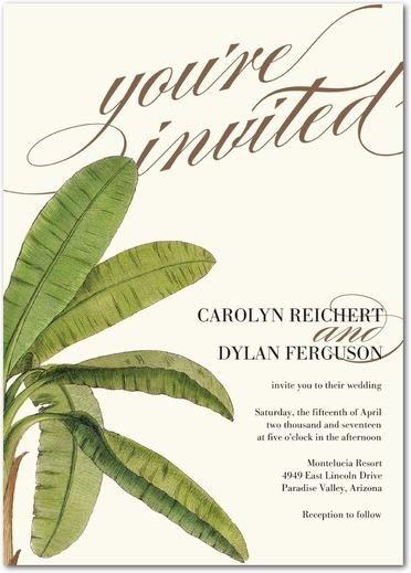 Mariage - Barbados Palm - Signature White Wedding Invitations In Pearl 