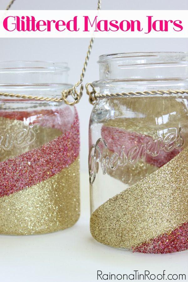 زفاف - How To Glitter Mason Jars In 30 Minutes Or Less