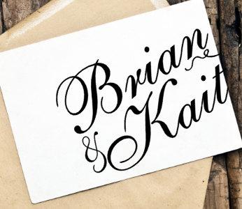 Mariage - Script Custom Name Thank You Card Set, Elegant and Whimsical Bridal Shower or Wedding Thank Yous