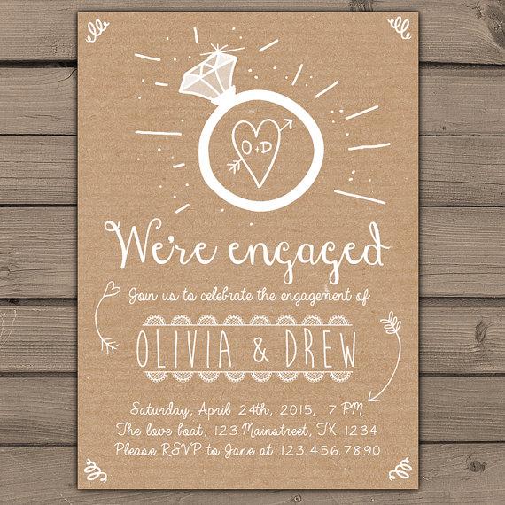 زفاف - Engagement Party Invitation Engagement Party Invite Engagement Dinner Wedding invite Rustic Shabby chic Ring heart paper Digital Printable