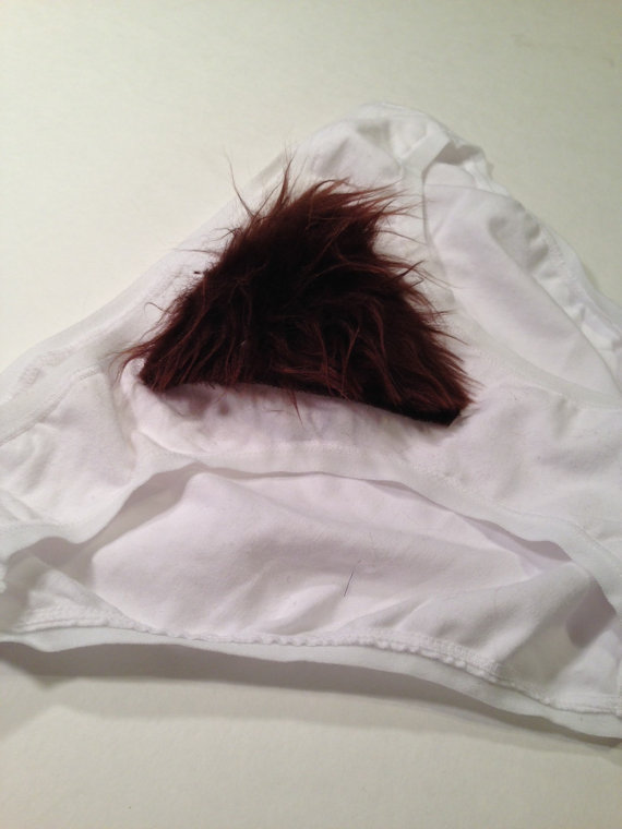 Wedding - Furkin Merkin Hairy Panties funny Womens faux fur underwear white elephant