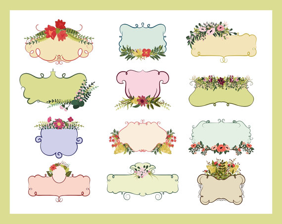 Mariage - Floral Frames & Bouquets - Petal Boutique Clip Art Set - Seamless Patterns - Blog Graphics - Instant Download includes EPS Vectors