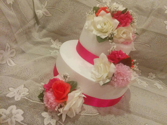 Wedding - Silk Flower cake topper, wedding cake decorations, floral wedding cake topper