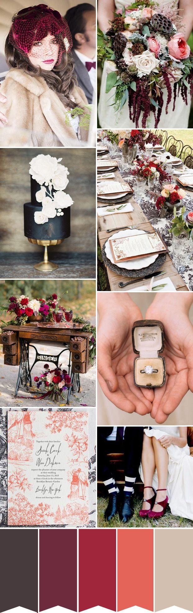 Mariage - Olde Worlde Chic - Shades Of Wine Wedding Colour Palette