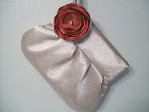 زفاف - Scrunched top Sophia w/Poppy - Choose colors ( Monogram available) Bridesmaid clutch, wedding purse, bridesmaids gifts wedding party bag