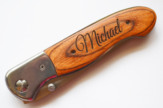 Wedding - Personalized Knife, Engraved Knife, Folding Knife, Hunting Knives with Serrated Blade, Groomsmen, party gift, Fathers Day, wedding, best man