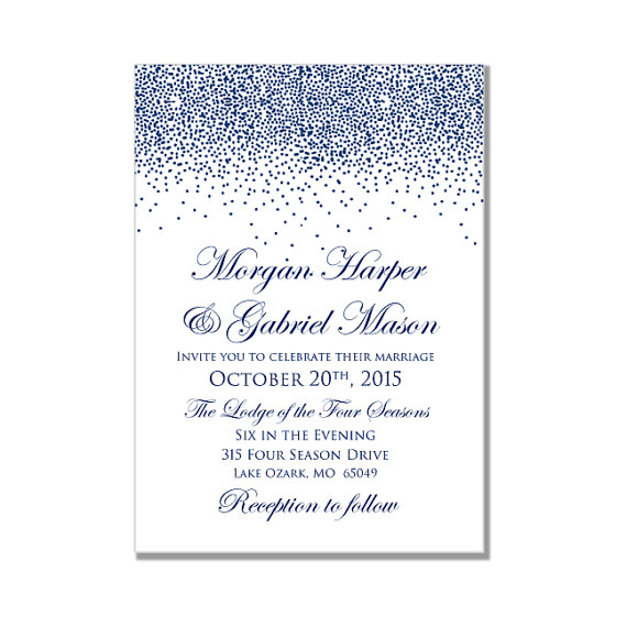 Mariage - Printable Wedding Invitation - Navy Wedding - Navy Sparkles - DIY Wedding Invitations - INSTANT DOWNLOAD -  Microsoft Word