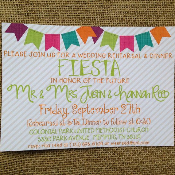 زفاف - PRINTED or DIGITAL Fiesta Rehearsal Dinner Wedding Shower Birthday Invitations 5x7 Customized Grey Stripe Mexican Fiesta Design 0.82 each