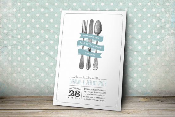 Mariage - Printable Wedding Rehearsal Dinner Invitation - White Background with Custom Colors