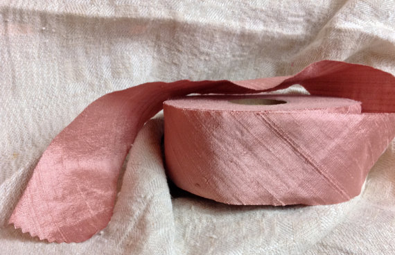 Wedding - dusty rose pink dupioni silk ribbon