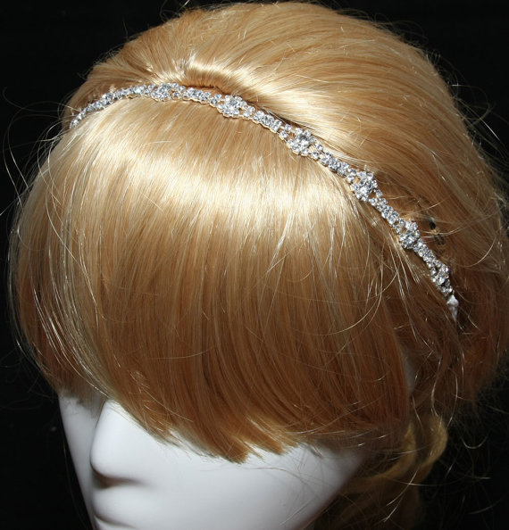 Свадьба - Rhinestone Headband, Prom Crystal Headband, Crystal Headband, Wedding Hairband ,Bohemian Bridal Headband, Rhinestone Sash, Ribbon Sash