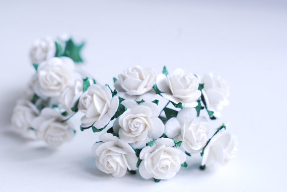 زفاف - Paper Flower,100 mulberry roses, White color.