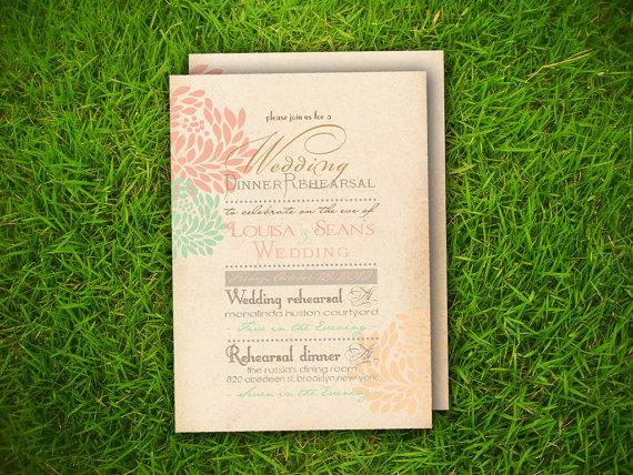 Mariage - Wedding Rehearsal Dinner Invitation Card - Vintage Pastel Floral Customizable DIY Double Sided Printable