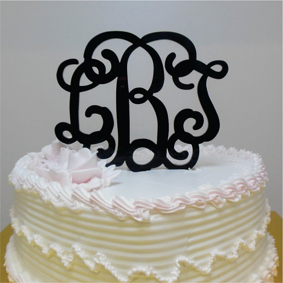 Mariage - 6" Wedding Cake Topper Special Vine Monogram(Beautiful Laser Cut Acrylic )