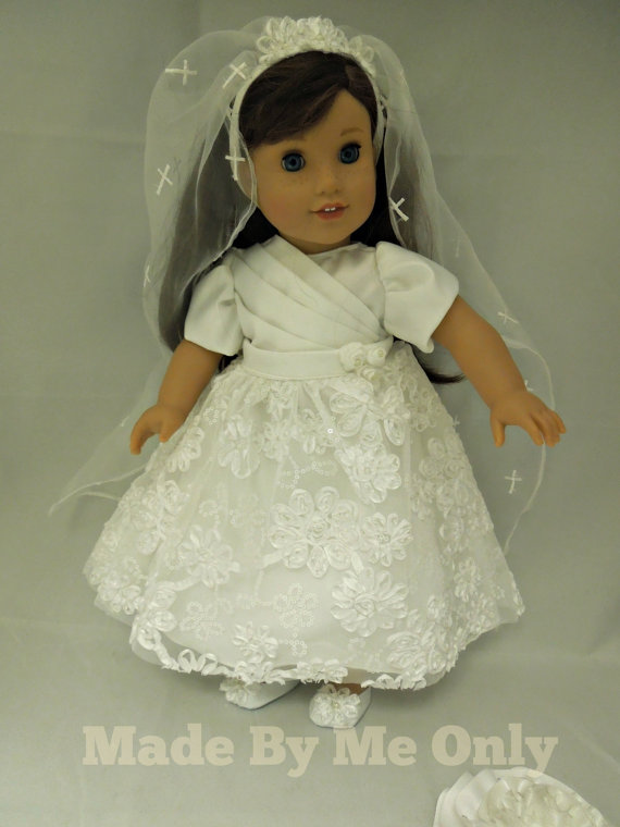 زفاف - American Girl Doll Communion /flower Girl Dress Made to Order Wedding,Present Matching dolly and me