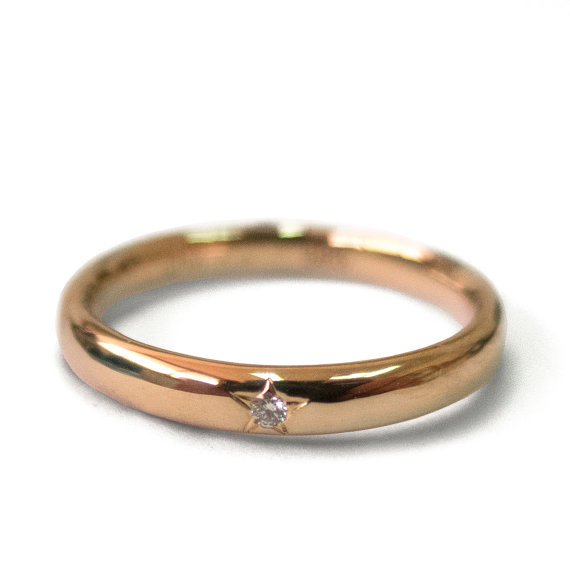 Wedding - Diamond Band, Engagement Ring, 18K Rose Gold and Diamond engagement, engagement ring, wedding band, Star band. Star ring