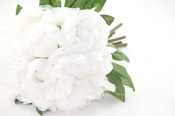 Wedding - White Peony Bouquet - Artificial Flower Bouquet, Artificial Flower, Wedding Bouquet, Bridesmaid Bouquet, Clutch Bouquet