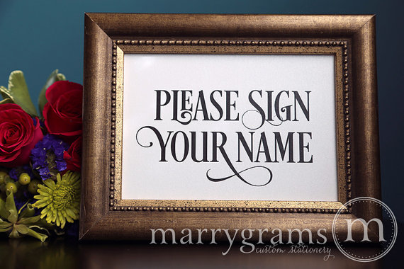 Wedding - Please Sign Your Name Wedding Sign - For Guest Book Alternatives - Wedding Reception Seating Signage - Matching Numbers - SS06