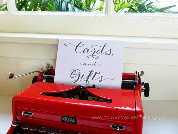 Свадьба - Cards & Gifts Box Card Decoration Wedding Table Sign - Romantic Love Reception Seating Signage - Elegant Calligraphy Script - Fancy Metallic