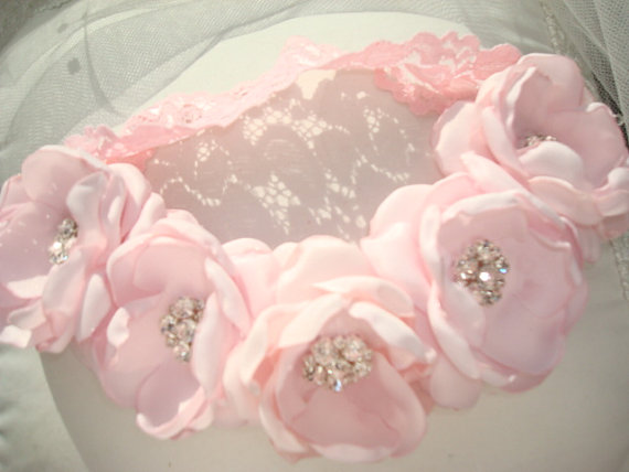 Свадьба - Baby Pink Cinderella Flower Headband, Baby Girl Headband,,Headband, Photography Prop, Wedding Headband, Easter Headband, Le Petite Jardin