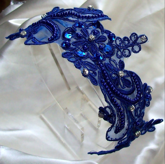 Свадьба - Lace Headband, Royal Blue Wedding,Royal Blue,Bridal Headband,Bridal accessories,Bridesmaid  Headband