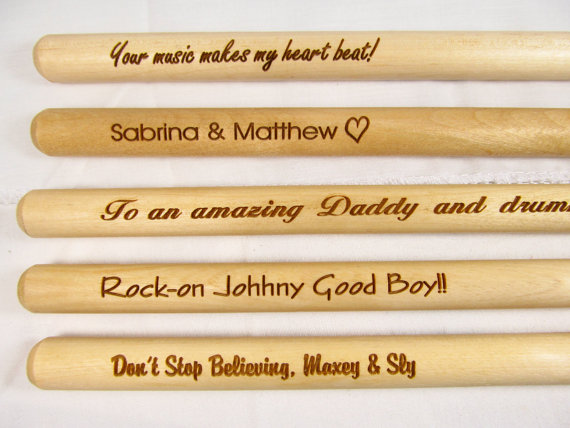 Свадьба - 1 Pair Personalized Custom Engraved 16 Inch Wood Drumsticks 5A