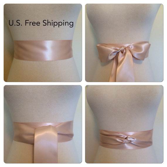 Mariage - Blush sash. Blush pink sash. 2.25 inches wide ribbon sash Double faced satin sash. Satin Bridal sash. Simple sash. Bridesmaid satin sash