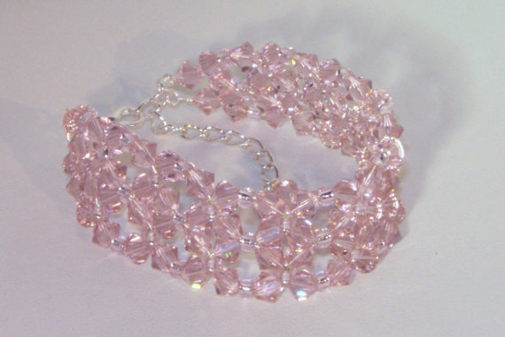 زفاف - Swarovski Crystal Bridal Jewelry - Bride or Bridesmaid Bracelet - Made to Order in Any Color
