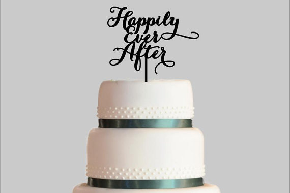 Hochzeit - Happily Ever After Cake Topper, Wedding Cake Topper