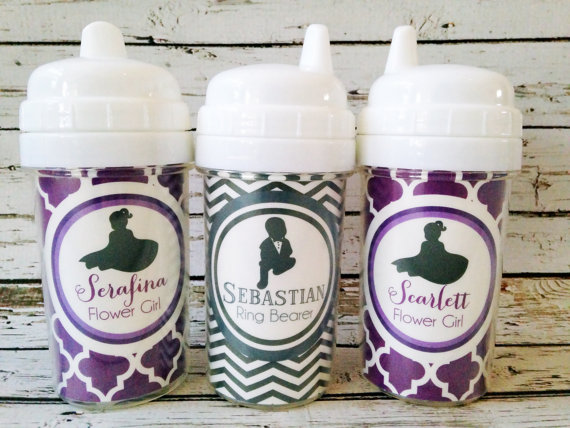 Wedding - Personalized Wedding Sippy Cups for Flower Girls and Ring Bearers