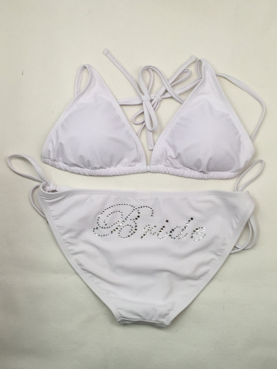 زفاف - Bride bikini set. Honeymoon. Bridal bikini. Bride Swimwear. Bridesmaid. Bride gift. Bridesmaid bikini.