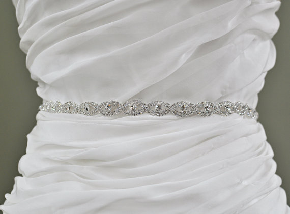 Hochzeit - Bridal crystal belt , rhinestone sash, bridal sash, bridal belt,