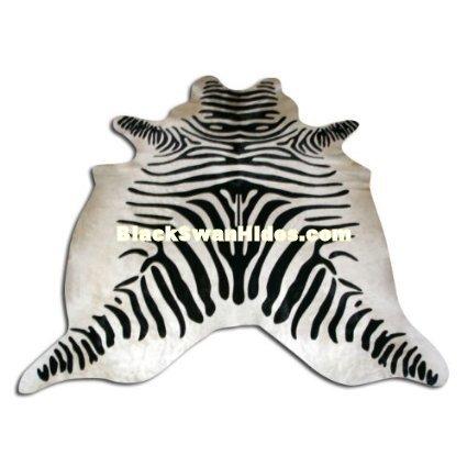 Wedding - Off-white Zebra Cowhide Rug - Brazilian Hair on Cow Leather Rug - By BlackSwanHides