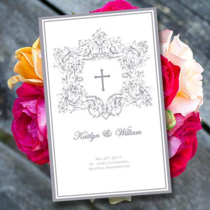 Wedding - Catholic Wedding Program "Vienna" Gray 
