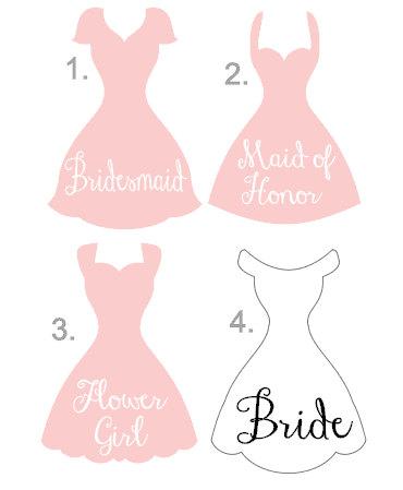 Mariage - Bridesmaid, Flower Girl, Maid of Honor, Bride Decals - One or Two Colors