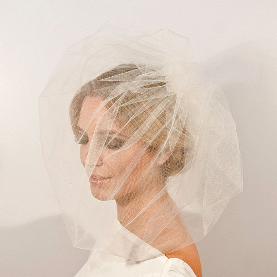 زفاف - Tulle Veil, Birdcage Veil, Wedding Veil, Bridal Tulle, double layer, pouf veil - JULIANE