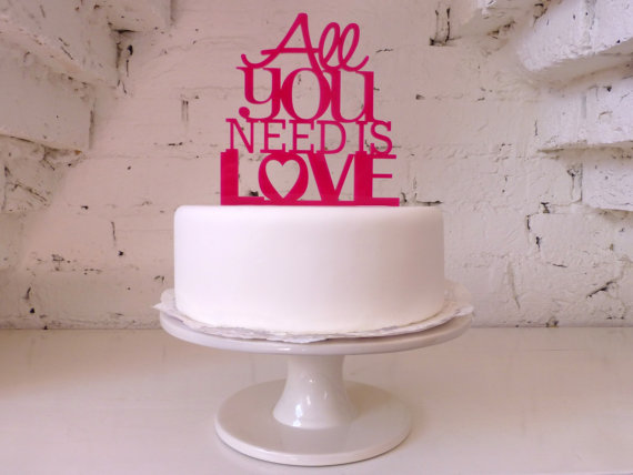 Hochzeit - Wedding Cake Topper - 'All You Need Is Love' Miss Cake Original Design