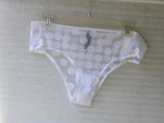 Wedding - white sheer panties size  x large size 8