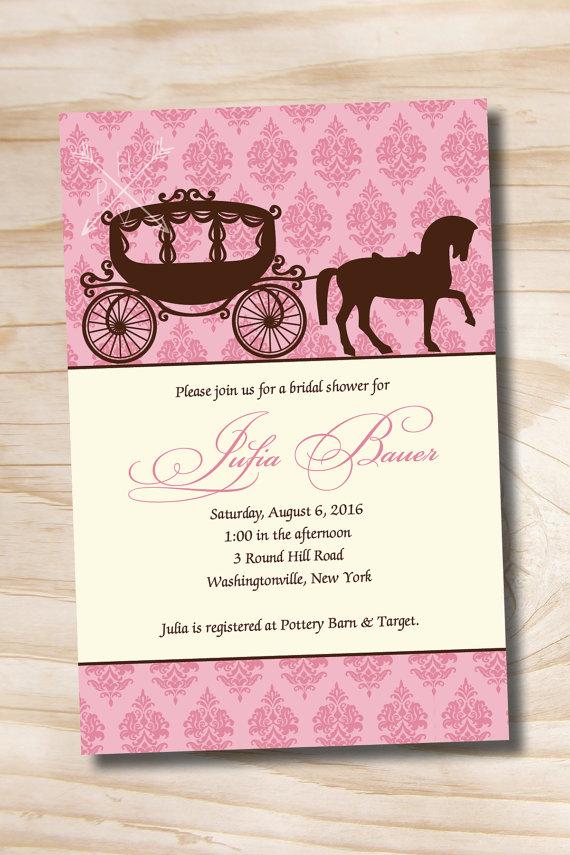 Wedding - HORSE & CARRIAGE DAMASK Bridal Shower Party Event Printable Invitation